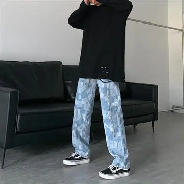 Aidase Man Cowboy Pants Black Straight Trousers Hip Hop Men's Jeans Comfortable 2024 Korean Autumn Harajuku Y2k Vintage Retro Style aidase-shop